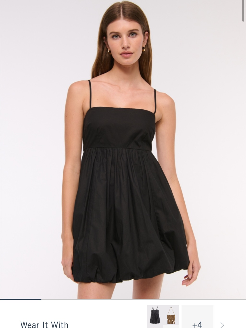 Abercrombie & Fitch Black Spaghetti-Strap Bubble-Hem Mini Dress